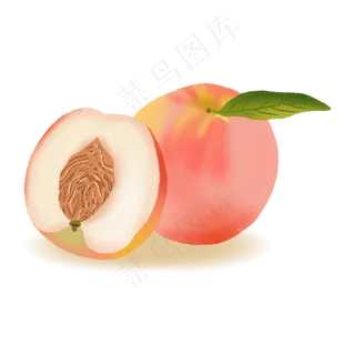 一个半新鲜的桃子