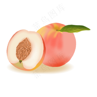 一个半新鲜的桃子