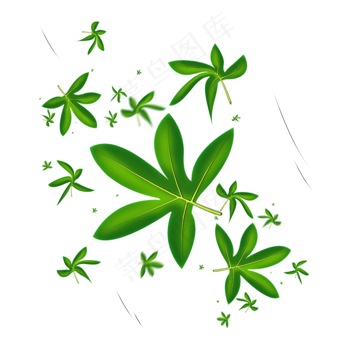 被风吹落的漂浮绿树叶子(2000X2000(DPI:150))psd模版下载