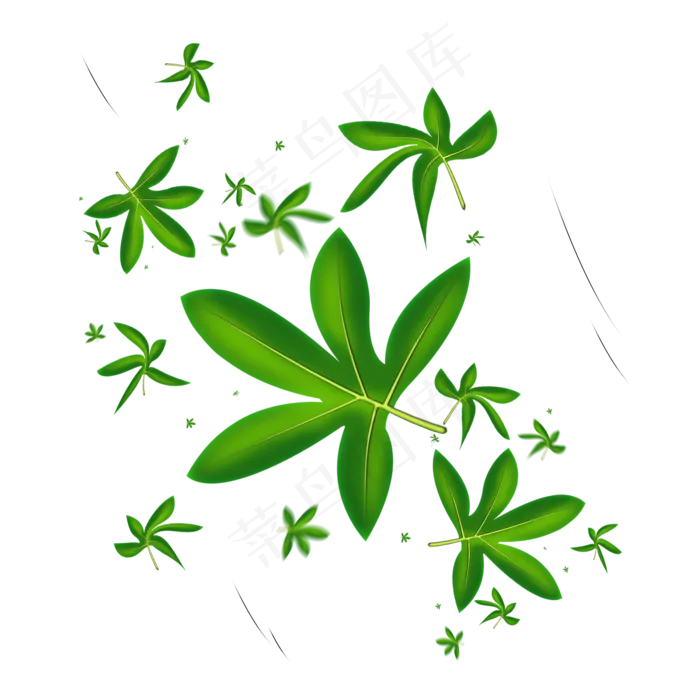 被风吹落的漂浮绿树叶子(2000X2000(DPI:150))psd模版下载