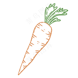 线条场景夏天水果蔬菜胡萝卜