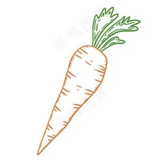 线条场景夏天水果蔬菜胡萝卜
