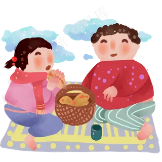 植树节复古风过年场景外出聚餐