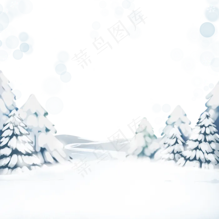 冬天唯美雪地里的杉树,免抠元素(2200*2200px 300 dpi )psd模版下载