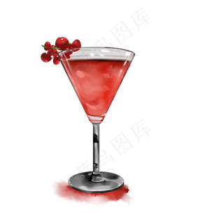 手绘卡通饮料樱桃汁