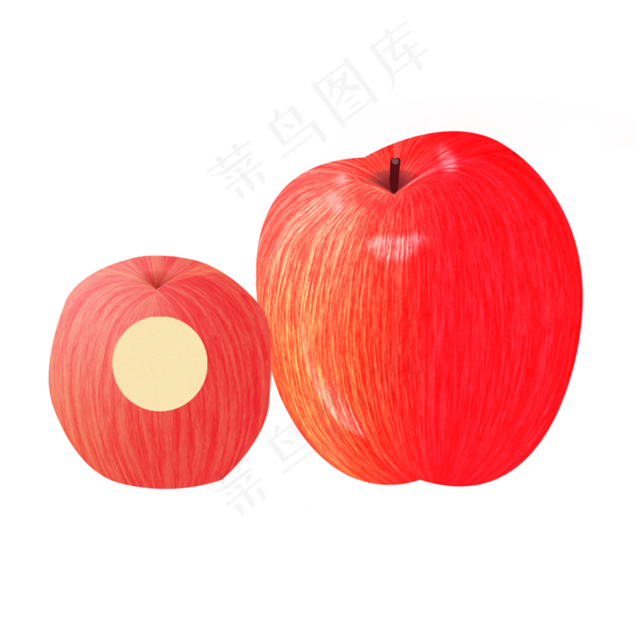 手绘仿真水果两个苹果PNG图案(4000X4000(DPI:300))psd模版下载