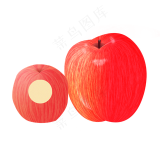 手绘仿真水果两个苹果PNG图案
