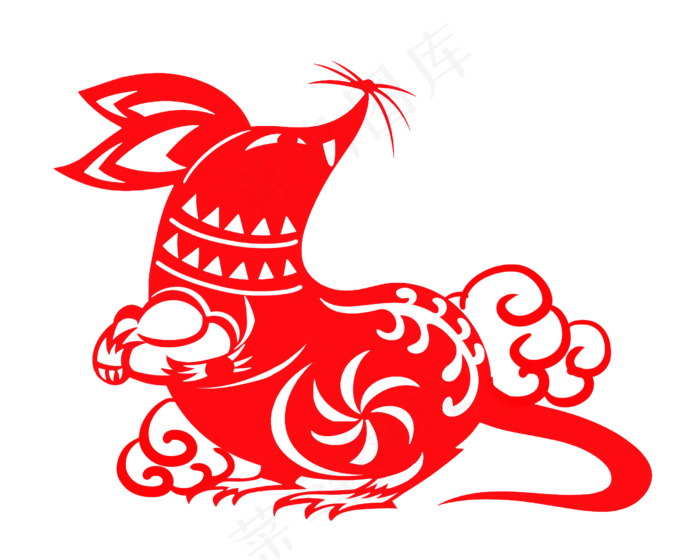 春节窗花老鼠剪纸,免抠元素(2500X2000(DPI:300))psd模版下载