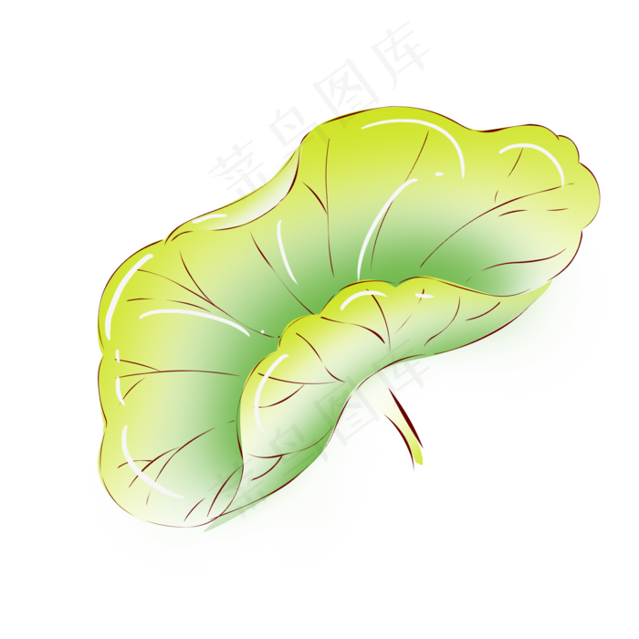 手绘花荷花小清新植物绿色荷叶