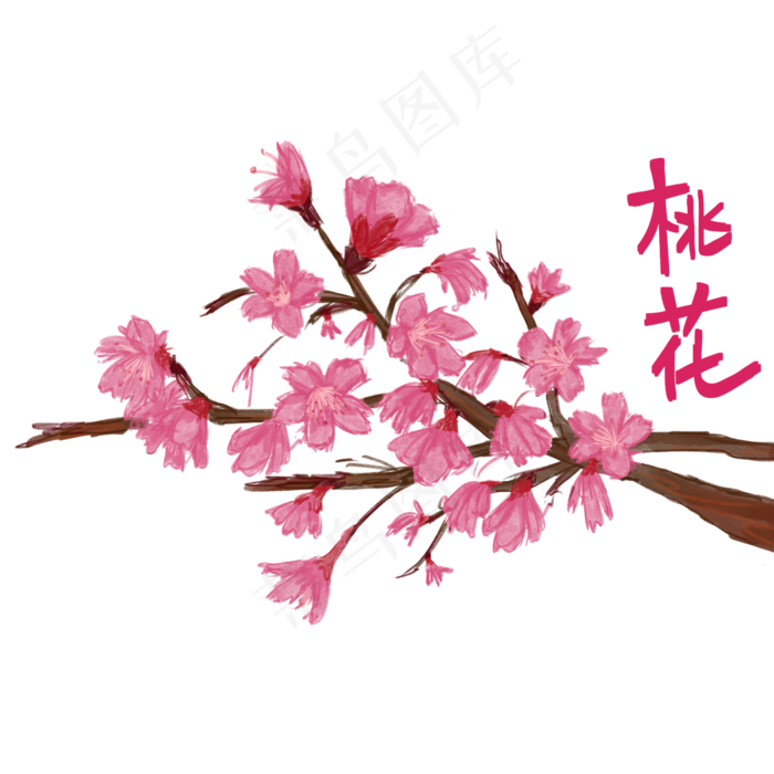 创意插图简约清新粉色桃花PSD(2000X2000(DPI:300))psd模版下载