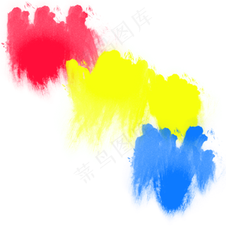 红黄蓝鲜艳三原色不规则笔刷颜料