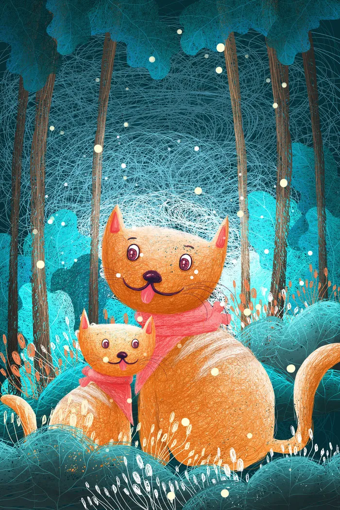 线圈画治愈系萌宠猫咪(1125X2436(DPI:72))psd模版下载