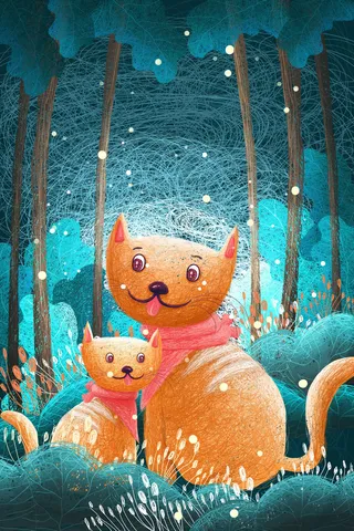 线圈画治愈系萌宠猫咪