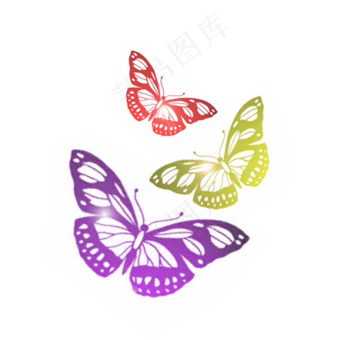 手绘梦幻蝴蝶装饰(2000X2000(DPI:300))psd模版下载