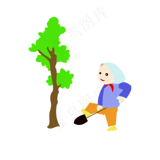 植树种树卡通人物形象