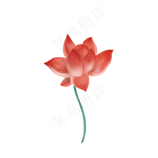 古风免扣荷花红色