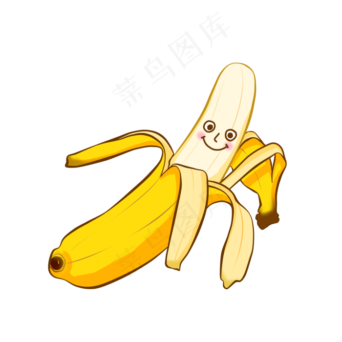 手绘黄色的水果香蕉