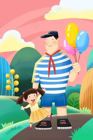 卡通手绘风儿童节节日配图
