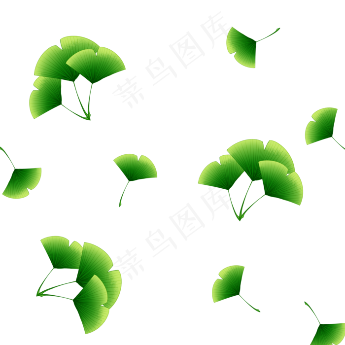 绿色植物叶子手绘银杏叶透明底免