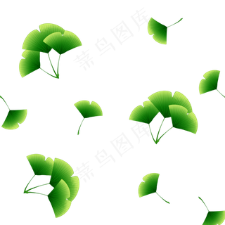 绿色植物叶子手绘银杏叶透明底免