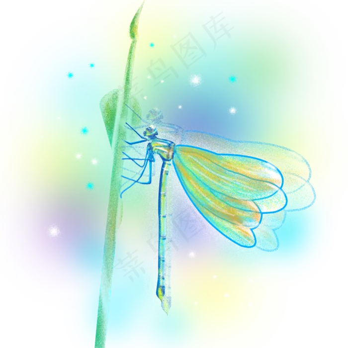 梦幻蜻蜓昆虫树叶(2000X2000(DPI:300))psd模版下载