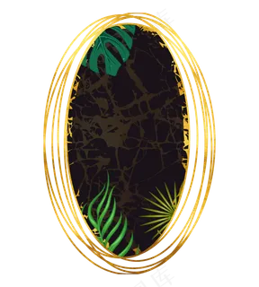 欧美典雅黑色大理石金色几何框玫