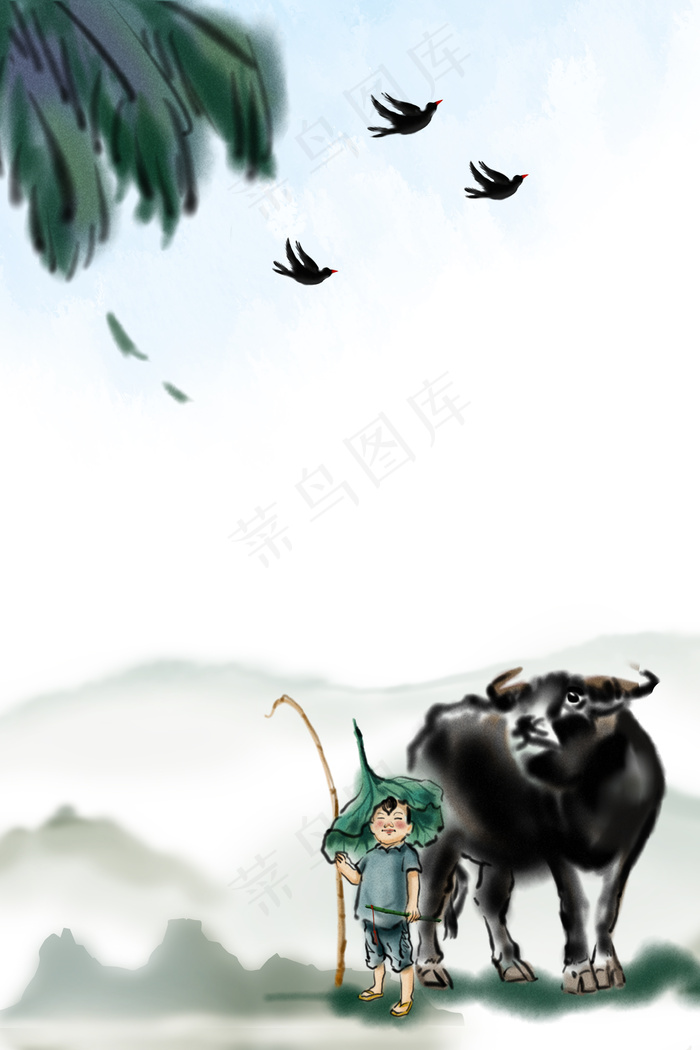 水墨清明背景素材