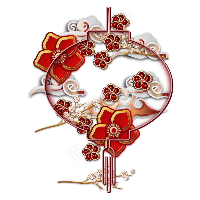 鼠年新年剪纸灯笼,免抠元素