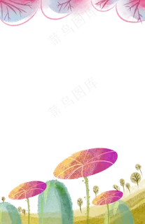 中国风水彩睡莲边框