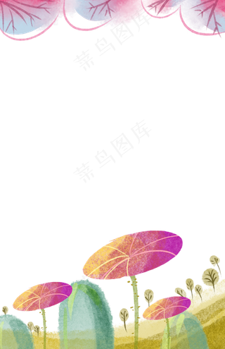 中国风水彩睡莲边框