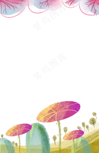 中国风水彩睡莲边框