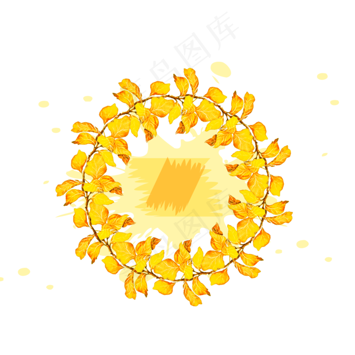 手绘卡通秋天树叶边框(2000X2000(DPI:300))psd模版下载