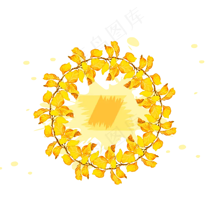 手绘卡通秋天树叶边框(2000X2000(DPI:300))psd模版下载