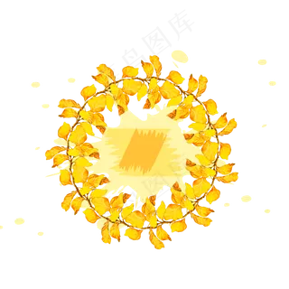 手绘卡通秋天树叶边框