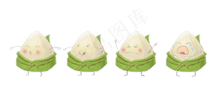 手绘端午节卡通粽子君表情