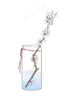 七夕结缘桃花运玻璃花瓶粉色清新,免抠元素