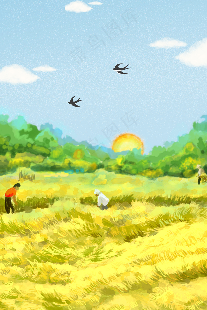 简约二十四节气芒种节气背景