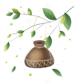 挂在树枝上的古风酒壶