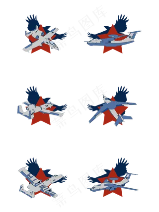 简约扁平卡通建军节空军战斗机飞