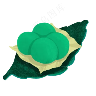 手绘绿色清明节青团,免抠元素