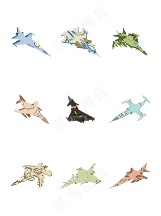 简约扁平卡通建军节飞机战斗机手