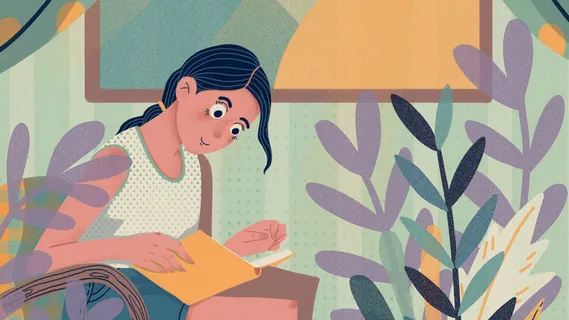 读书日女孩在家读书