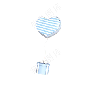 C4D立体蓝色小清新爱心轻气球礼盒,免抠元素
