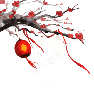 古风春节灯笼装饰,免抠元素