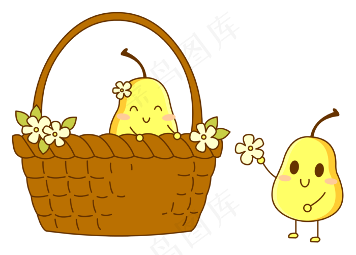 花篮和梨子免扣图