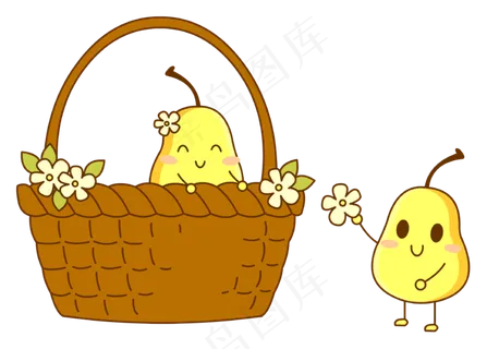 花篮和梨子免扣图