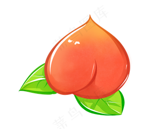 带叶子的水果桃子