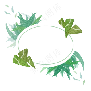 端午节艾叶粽子盘子形状边框