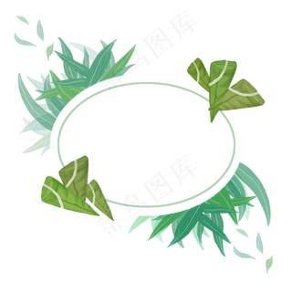 端午节艾叶粽子盘子形状边框