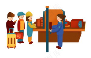 新年农历新年家人回家火车春运红,免抠元素